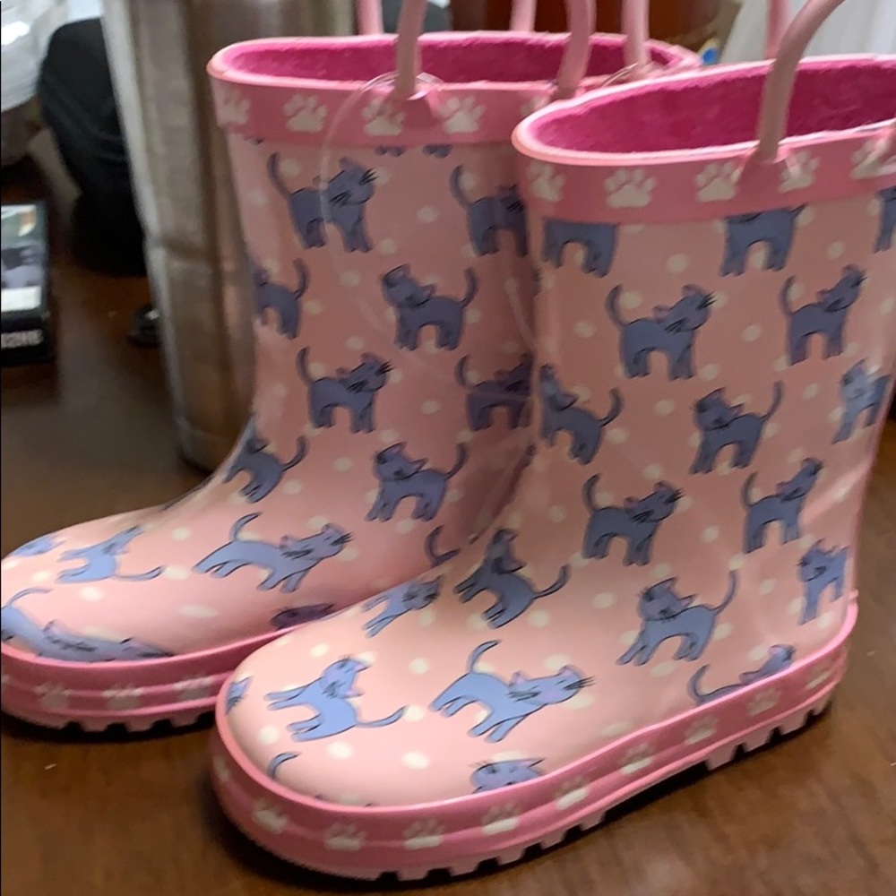 KomForme Kids Girl Rain Boots Pink cat